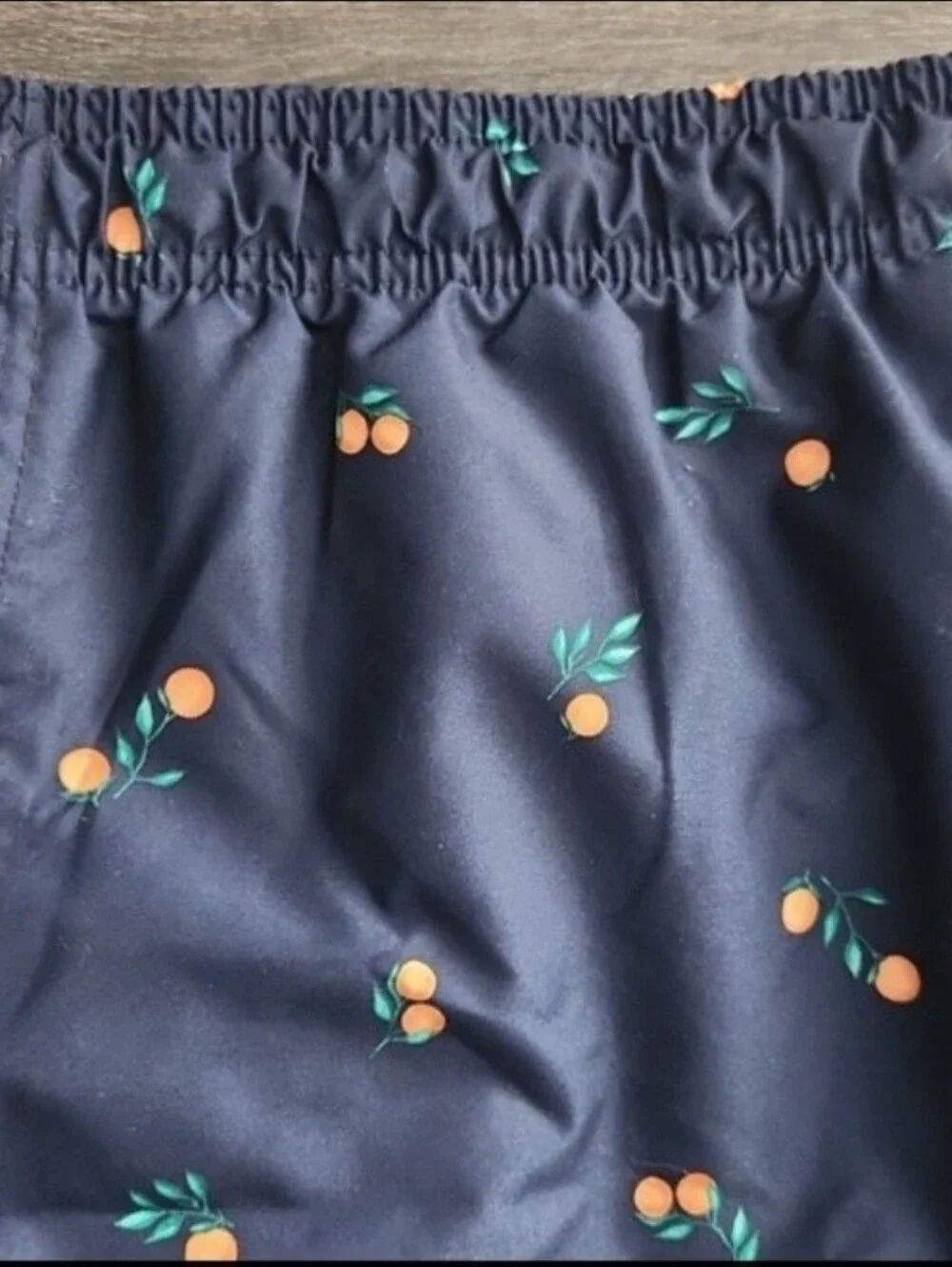 Mens Size Large Old Navy Navy Swim Trunks with Orange Print